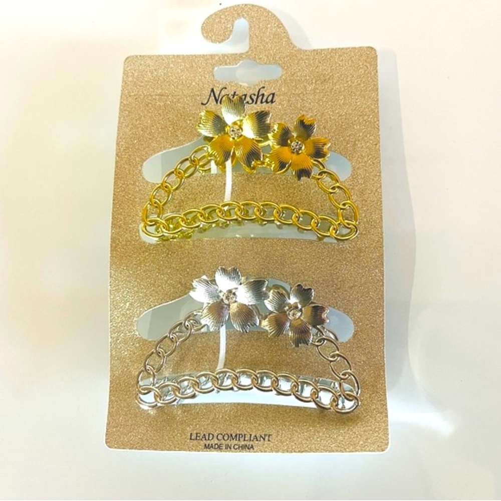 $$SOLD$$ Metal Hair Clips Golden and Silver Hair Clips 2 Pack